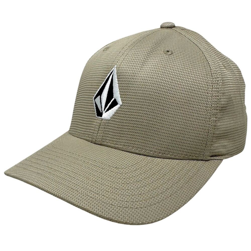 Volcom Men's Hat Full Stone Value FlexFit Embroidered Cap in L/XL Khaki